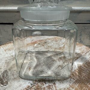 Vintage Square Glass Apothecary Jar With Lid 6.5”